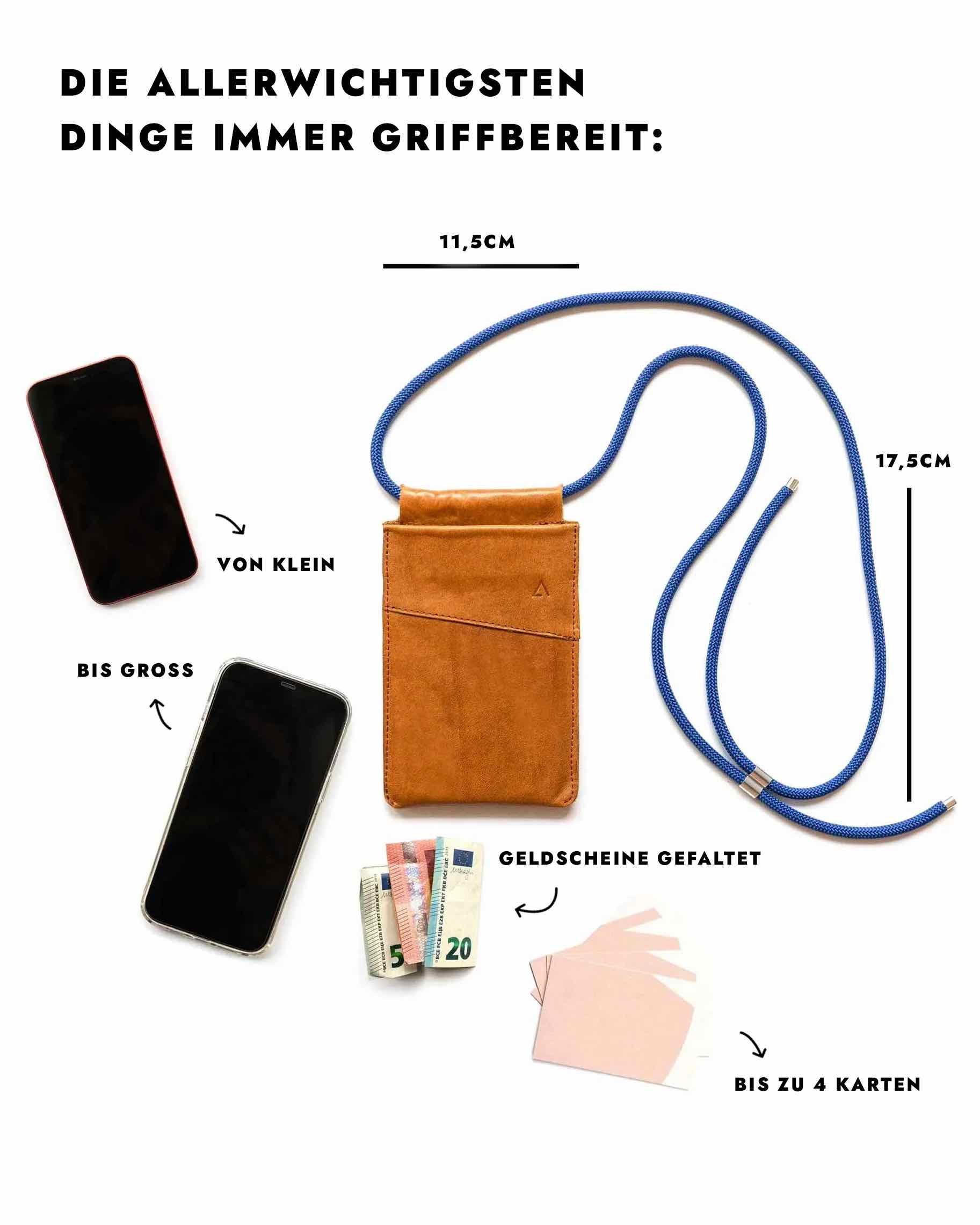 Handytasche IVY mit Karabiner / schwarz geölt (sofort versandbereit)