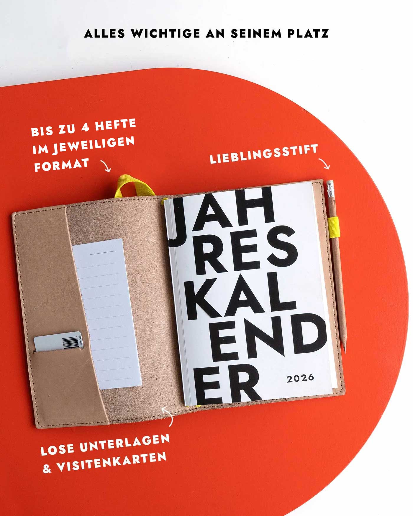 Leder Journal NOA A5 | Personalisierbares Notizbuch mit Seitenfächern