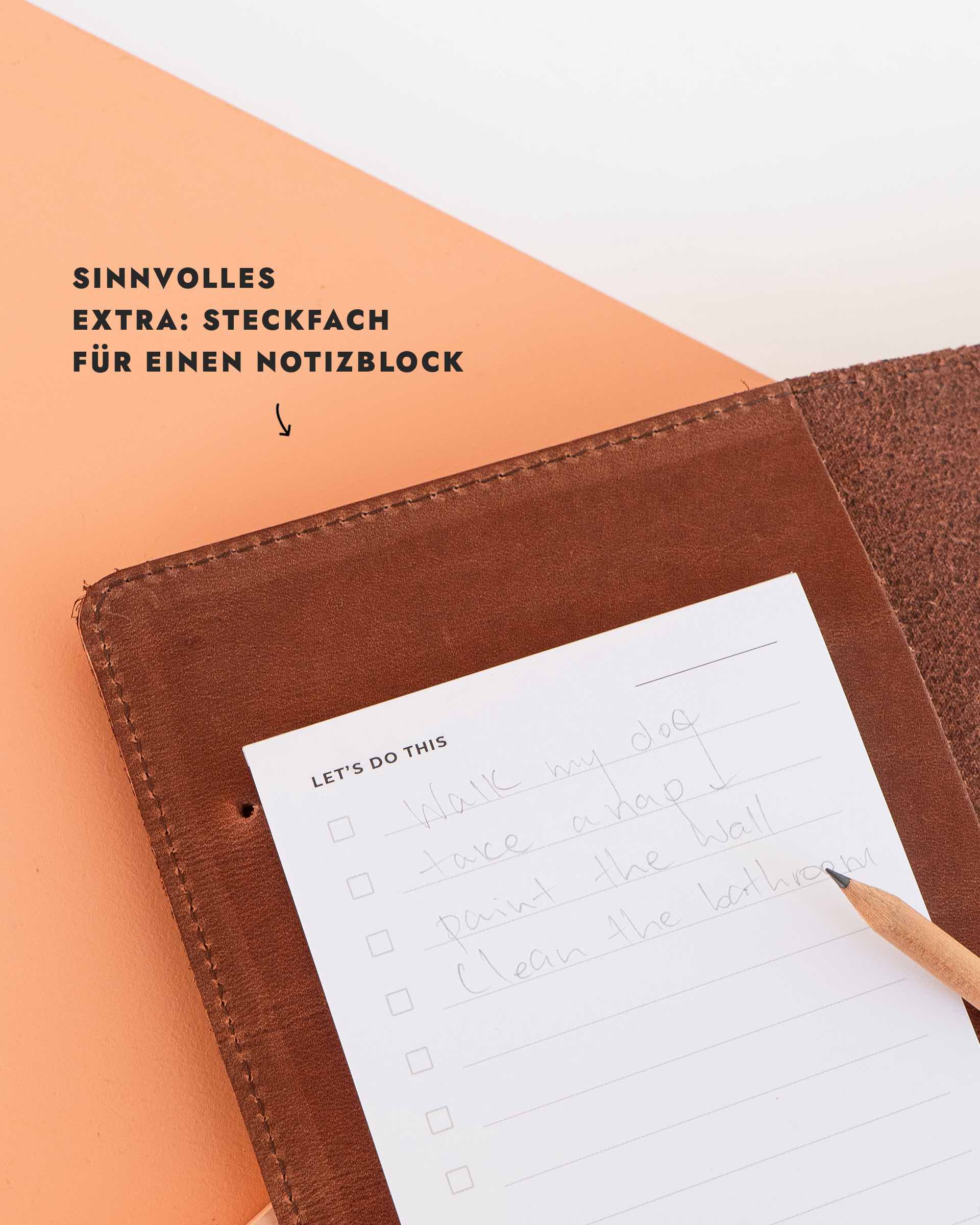 Leder Journal NOA A4 | Personalisierbares Notizbuch mit Seitenfächern