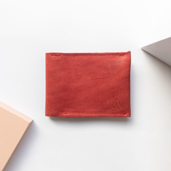 Minimalistisches Portemonnaie OLI SMALL aus Naturleder in Rot von vorn